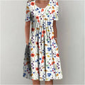 White Wildflower Print A-Line Dress with Pockets