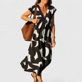 Geometric Print Caftan Maxi Dress Casual for Women