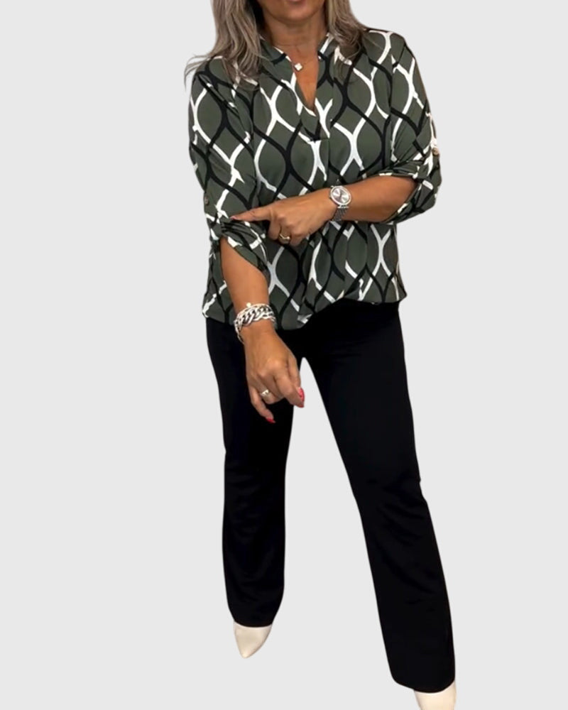 Blue Crinkle Cotton V-Neck Button-Front Blouse for Women Cicadias Tops Cicadias
