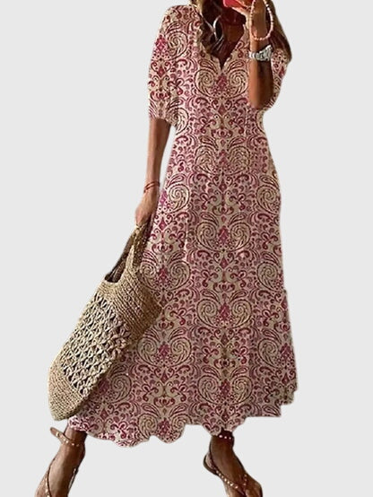 Blue White Ikat Print Tiered Tassel Boho Maxi Dress Cicadias Dresses Cicadias
