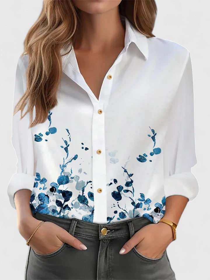 Dusty Pink Ditsy Floral Button-Front Blouse for Women Cicadias Tops Cicadias