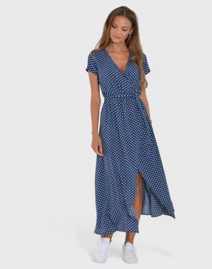 Lilac Orange Floral Wrap Puff Sleeve Maxi Dress Cicadias Dresses Cicadias