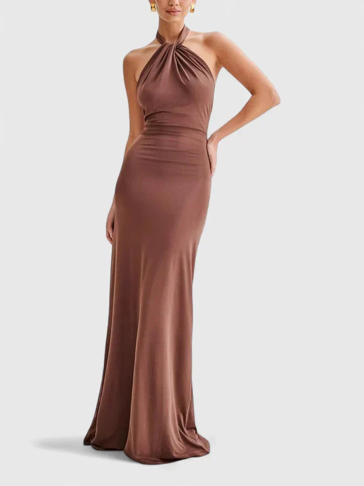 Mauve Twisted Halter Column Maxi Dress - Evening Cicadias Dresses Cicadias