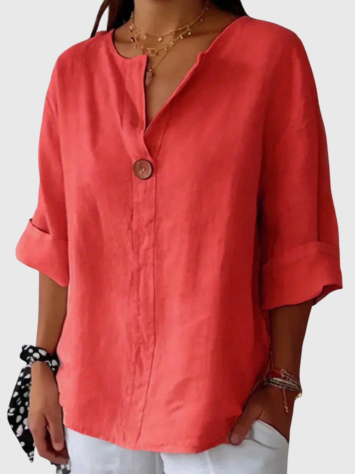 Oversized Linen V-Neck Blouse Minimalist Casual for Women Cicadias Tops Cicadias