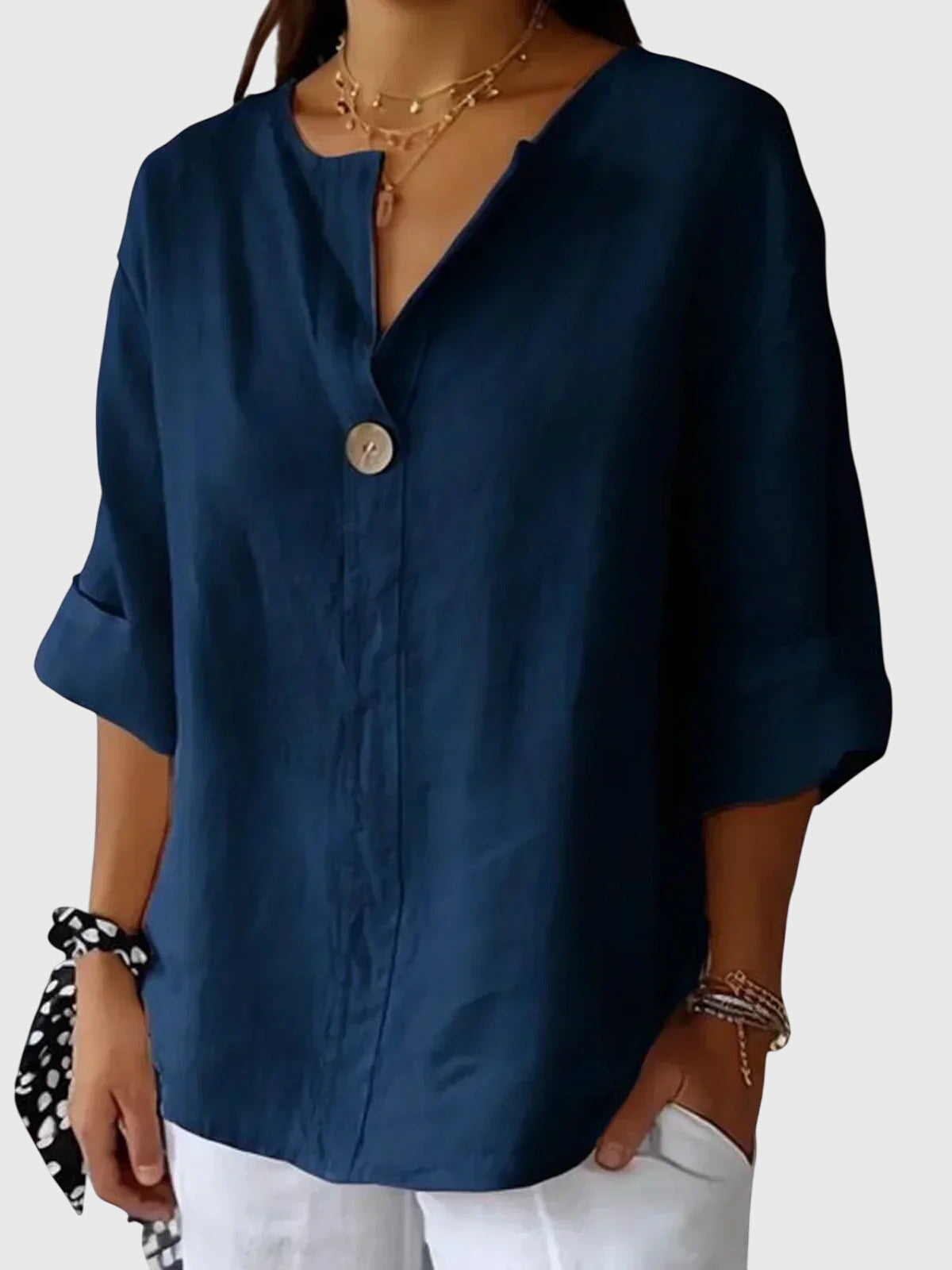 Oversized Linen V-Neck Blouse Minimalist Casual for Women Cicadias Tops Cicadias