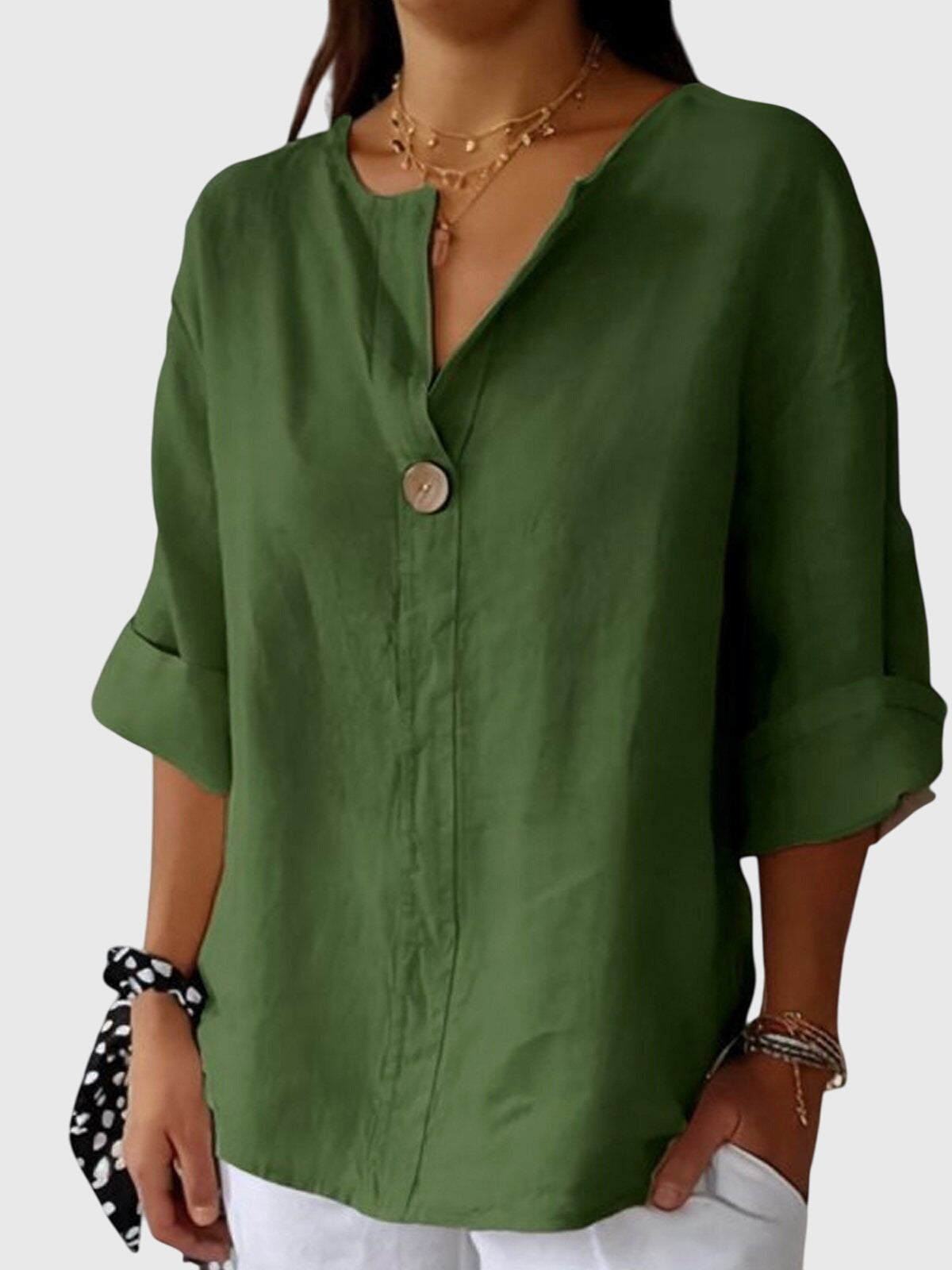 Oversized Linen V-Neck Blouse Minimalist Casual for Women Cicadias Tops Cicadias