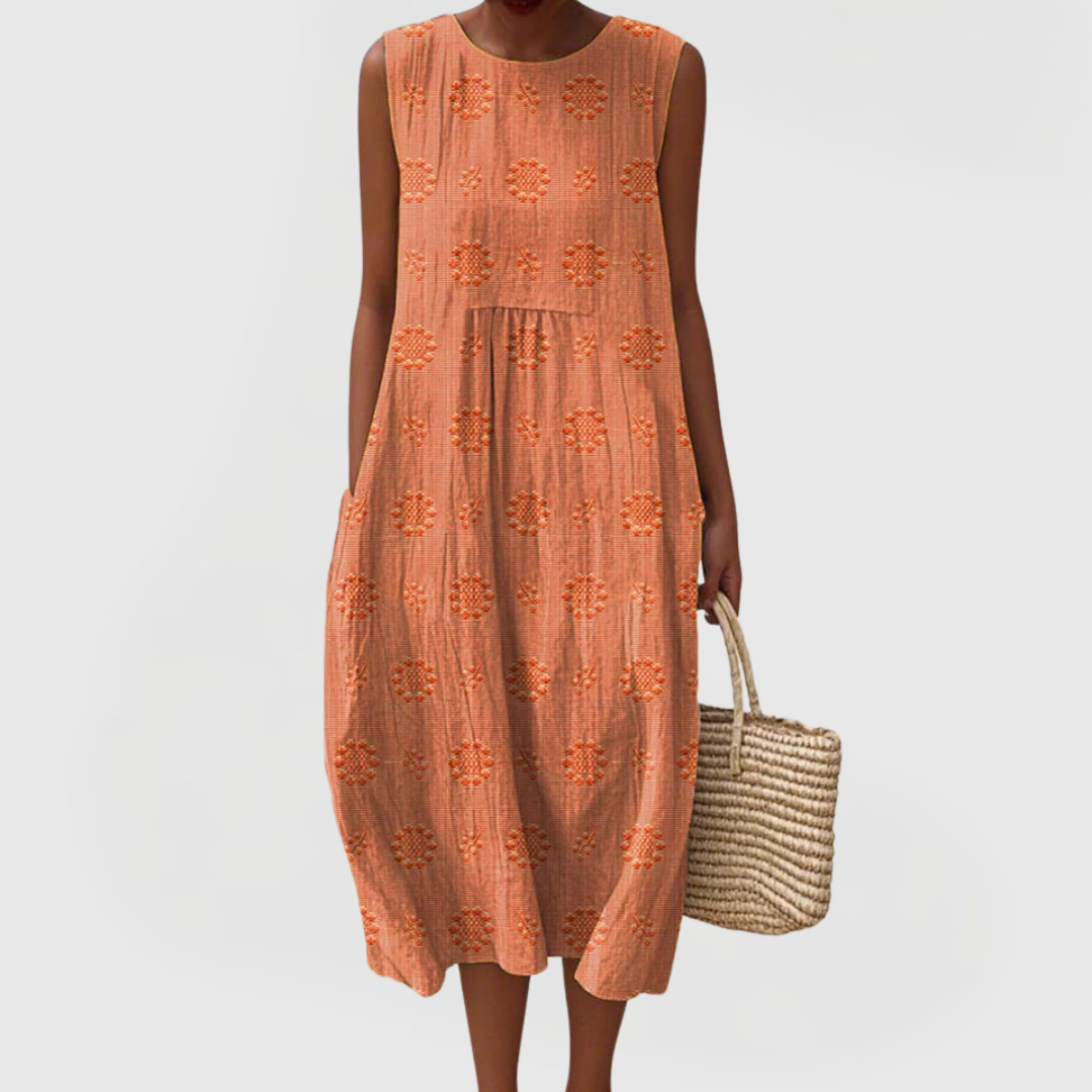 Sage Green Embroidered Sleeveless A-Line Midi Dress Cicadias Dresses Cicadias