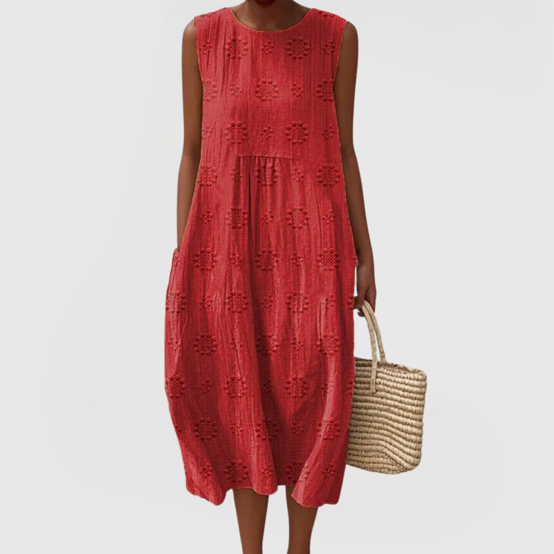 Sage Green Embroidered Sleeveless A-Line Midi Dress Cicadias Dresses Cicadias