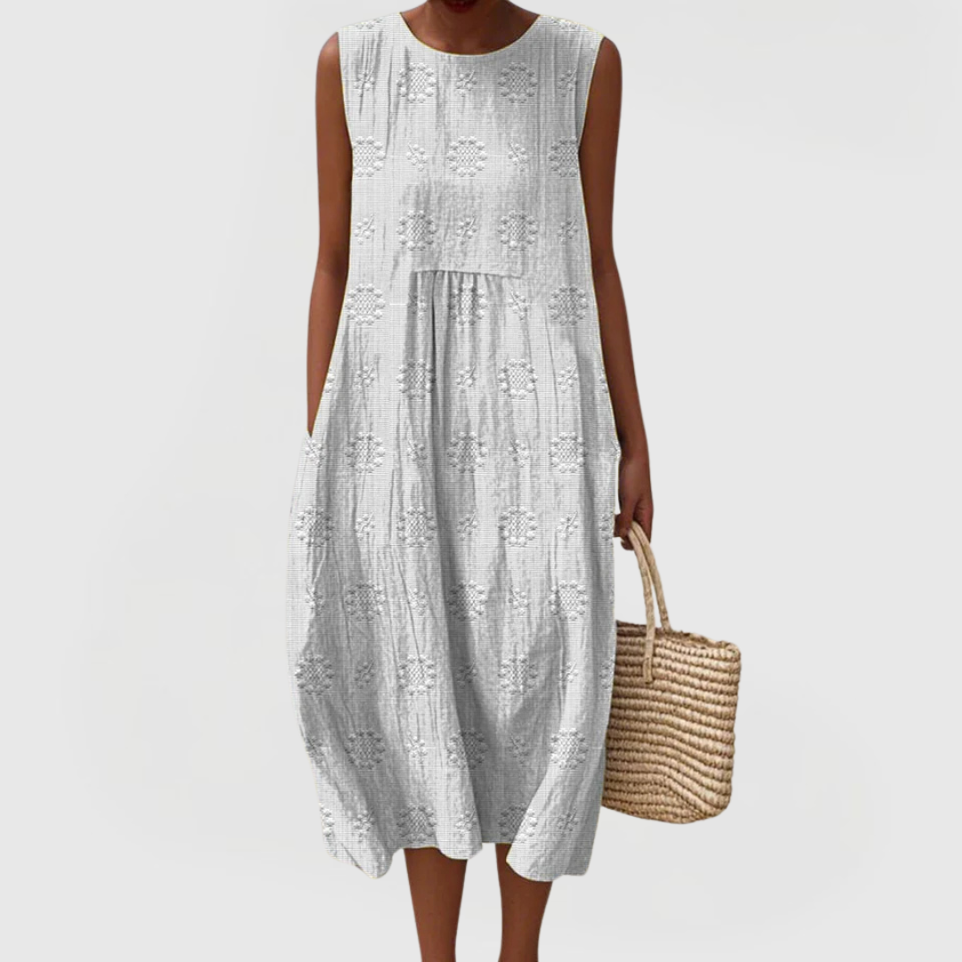 Sage Green Embroidered Sleeveless A-Line Midi Dress Cicadias Dresses Cicadias