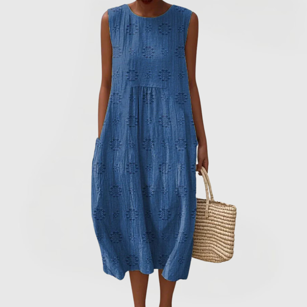 Sage Green Embroidered Sleeveless A-Line Midi Dress Cicadias Dresses Cicadias