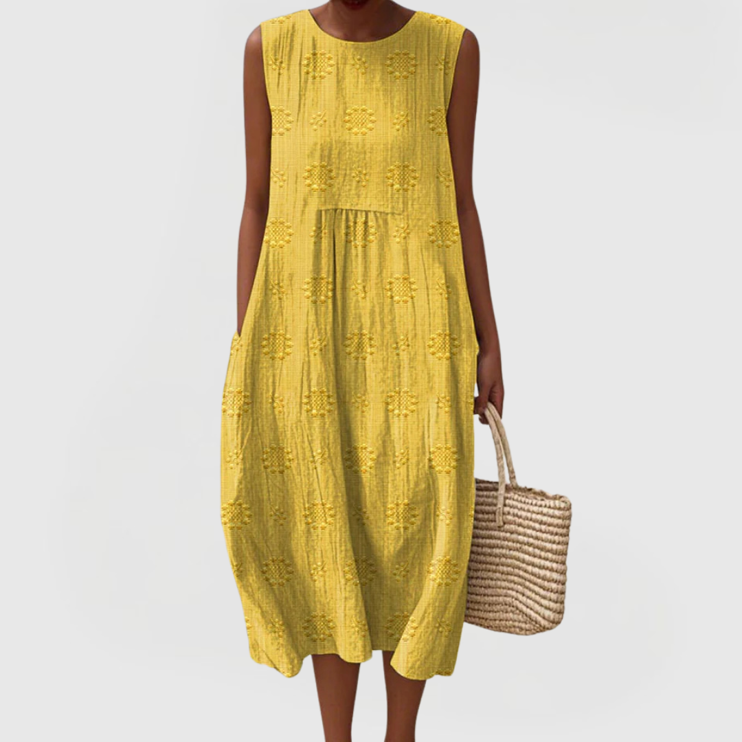 Sage Green Embroidered Sleeveless A-Line Midi Dress Cicadias Dresses Cicadias