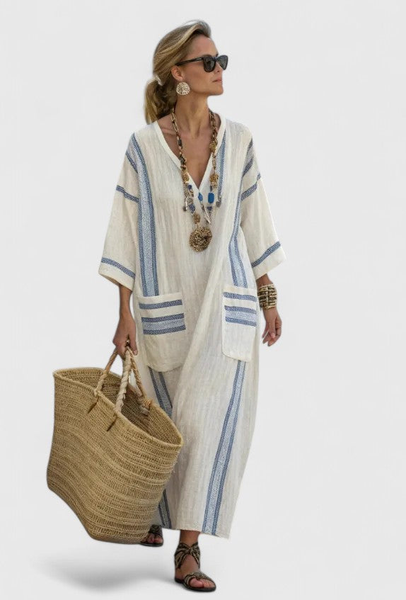 Striped Caftan Maxi Dress Casual for Women Cicadias Dresses Cicadias