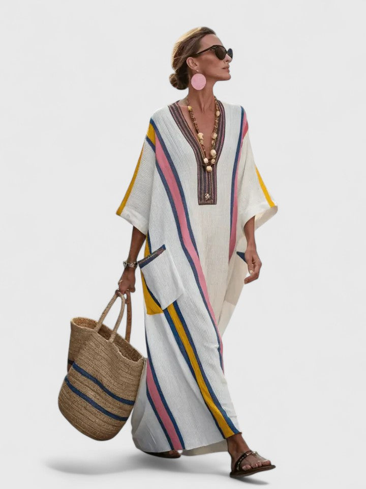 Striped Caftan Maxi Dress Casual for Women Cicadias Dresses Cicadias