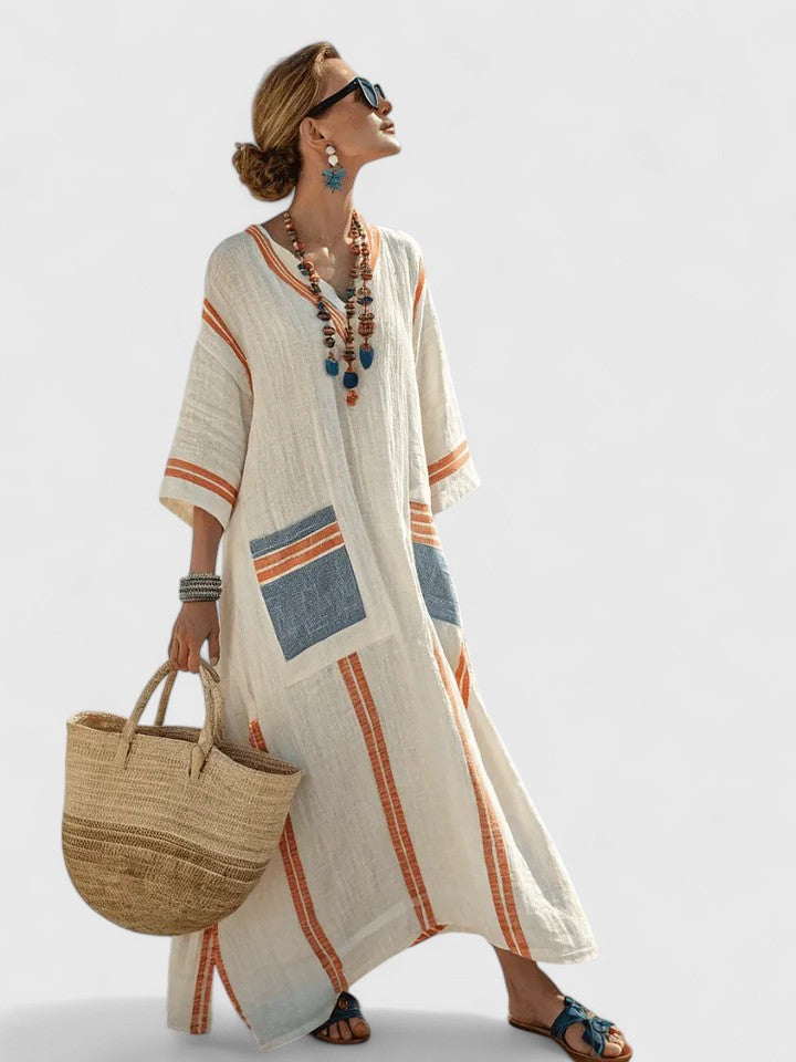 Striped Caftan Maxi Dress Casual for Women Cicadias Dresses Cicadias