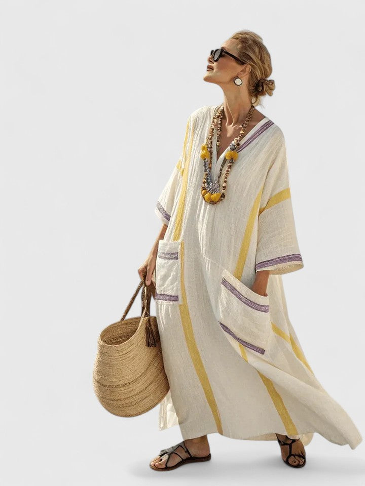Striped Caftan Maxi Dress Casual for Women Cicadias Dresses Cicadias
