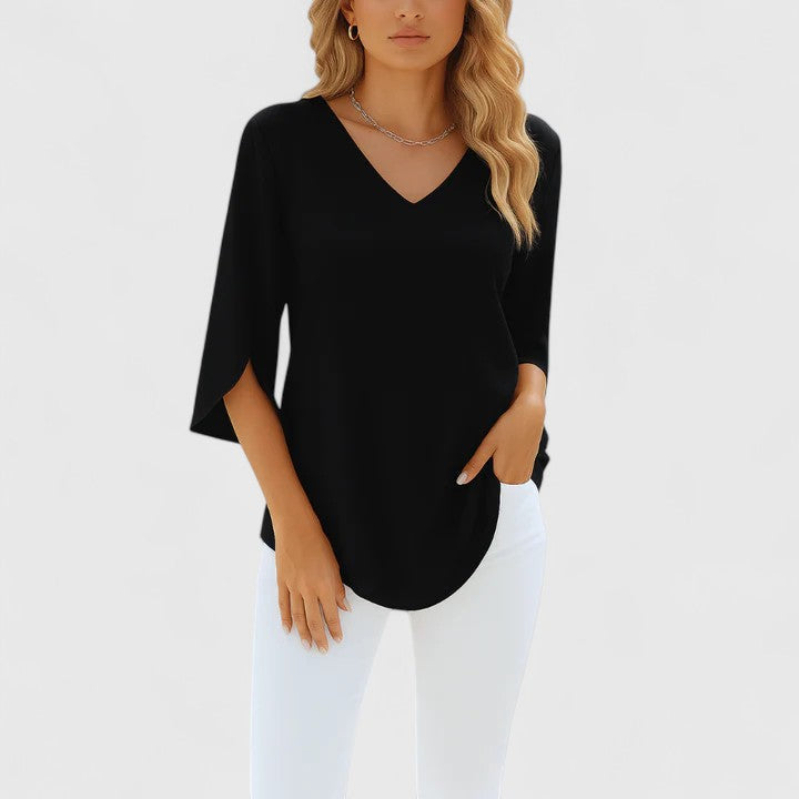 White Floral Applique Mock Neck Short Sleeve Blouse Cicadias Tops Cicadias