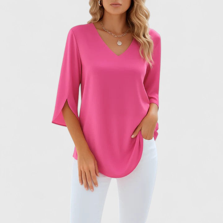 White Floral Applique Mock Neck Short Sleeve Blouse Cicadias Tops Cicadias