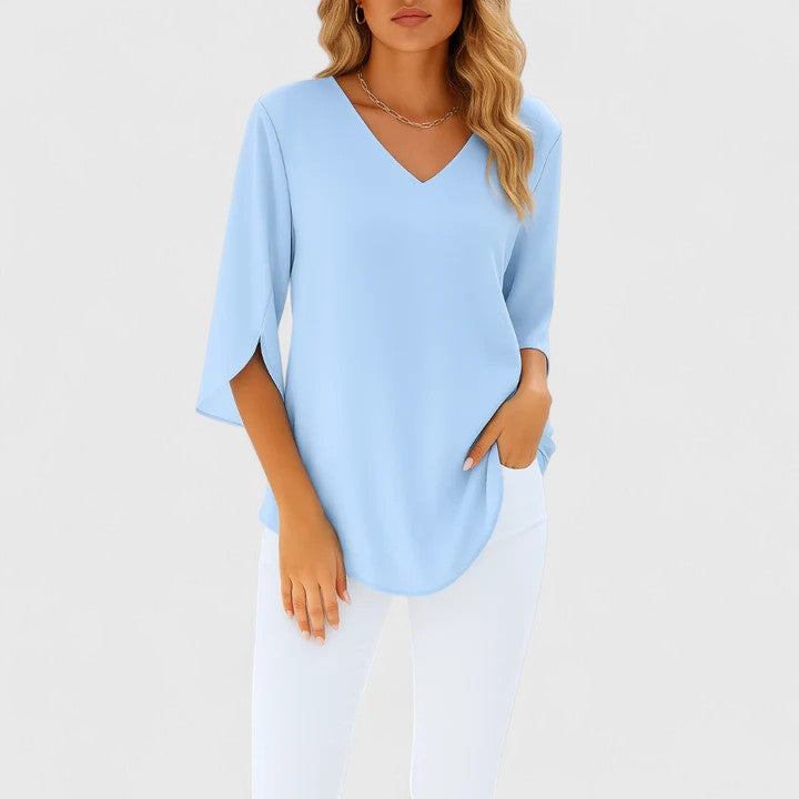 White Floral Applique Mock Neck Short Sleeve Blouse Cicadias Tops Cicadias