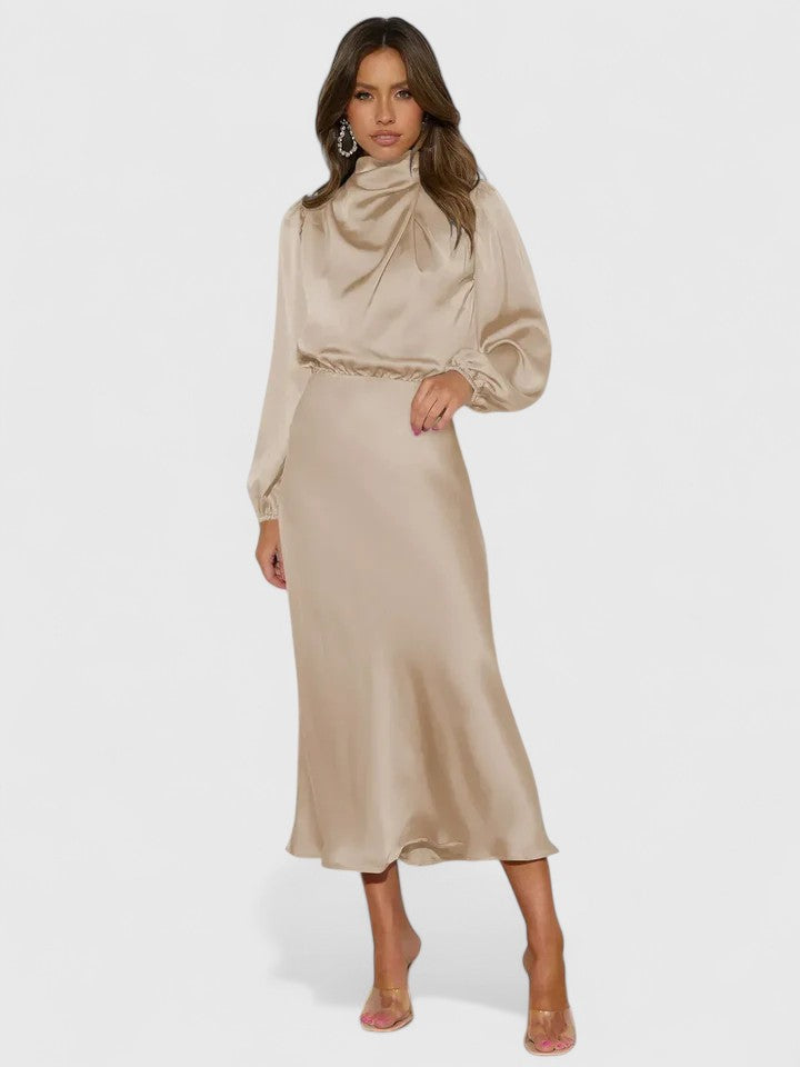 Satin Midi Dress Evening for Women