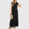 Dusty Blue Sleeveless Column Maxi Dress - Minimal